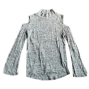 Massini Sweater Gray | Turtleneck Sweater | Open Shoulder Sweater | Gray Sweater